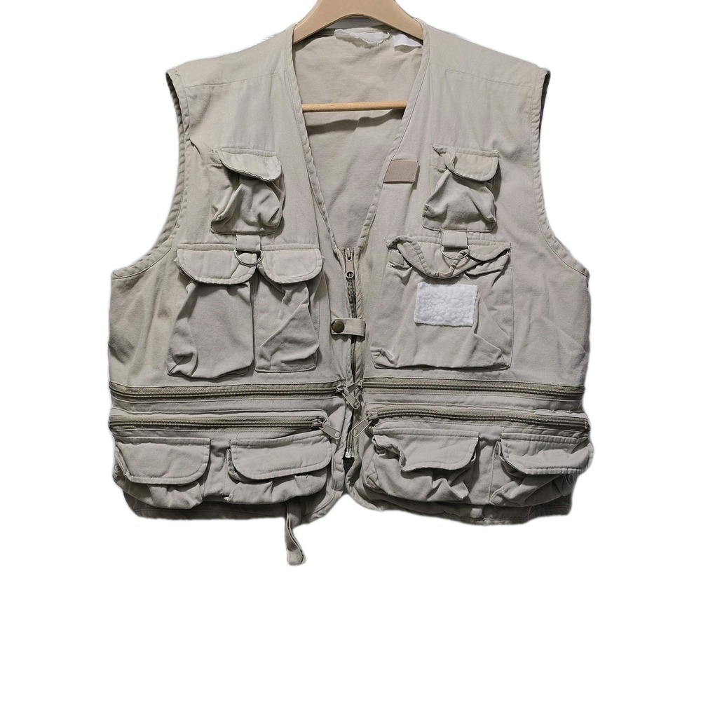 Vintage‎ Hunting Fishing Cargo Vest Tan Men's Large